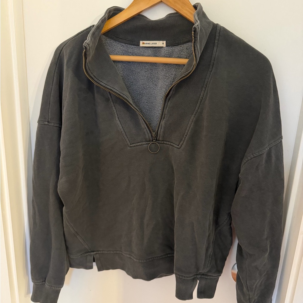 Marine Layer Charcoal Quarter-Zip Pullover
